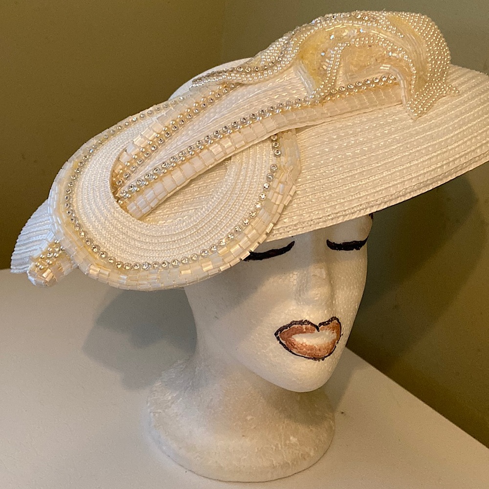 Lovely White Embellished Church Dress Hat